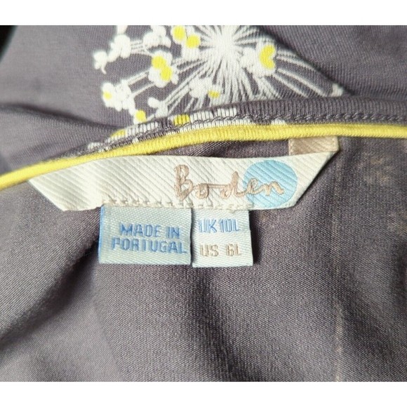 BODEN Edie Dress Dandelion Print Gray Long Sleeve Stretch Flattering 6L 6 Long - Picture 6 of 7